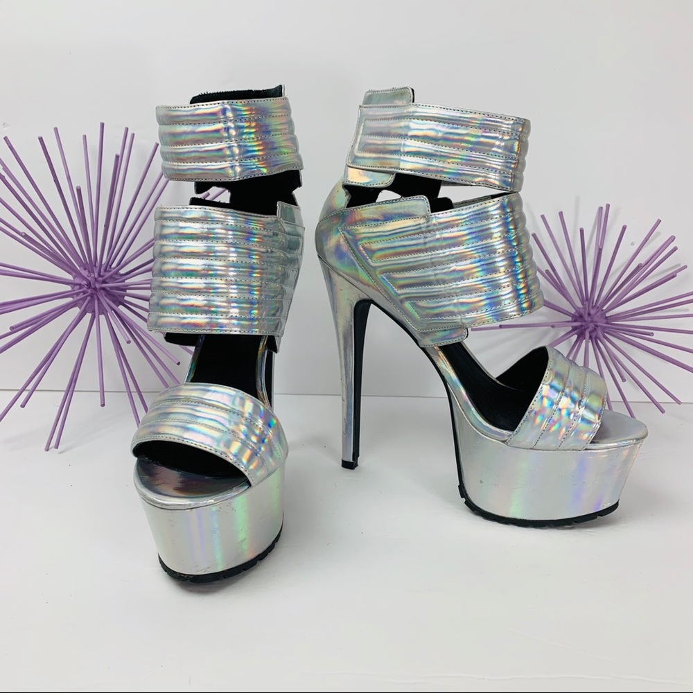 Jennifer Chou / Holographic  Platform Stilettos
